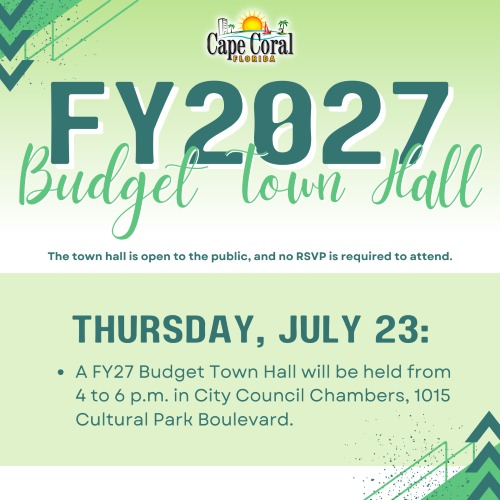 Flyer for FY27 Budget Process, Thursday July 23 from 4 to 6pm